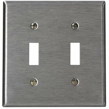 EZGENERATION 84009-A40  2-Gang Toggle Switch Wallplate  Standard Size  protective Treated Stainless Steel EZ2425624